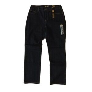 NWT Woman LEE Instantly Slims JEANS Sz 10 PETITE Dark Blue Straight Leg Relaxed
